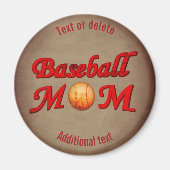 Baseball Mom Cute Personalized マグネット (正面)