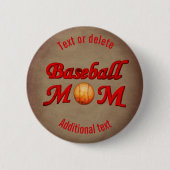 Baseball Mom Cute Personalized 缶バッジ (正面)