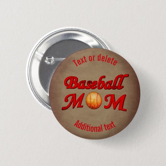 Baseball Mom Cute Personalized 缶バッジ (正面&裏面)