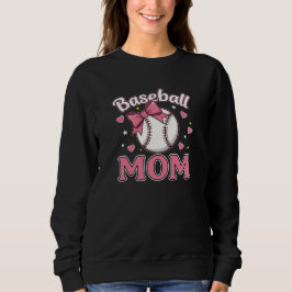 Baseball Mom Cute Pink Bow Design スウェットシャツ