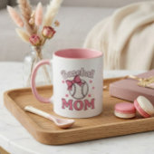 Baseball Mom Cute Pink Bow Design マグカップ