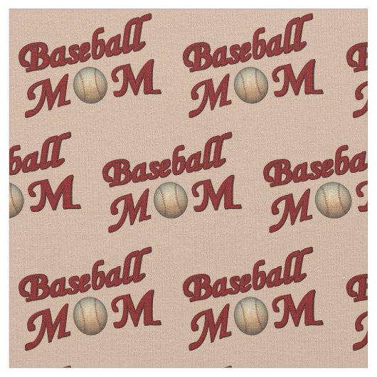 Baseball Mom Design Pattern ファブリック (クローズアップ)