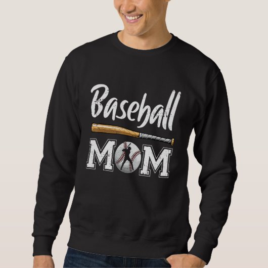 Baseball Mom Leopard Print Baseball Mama Mother s  スウェットシャツ (正面)