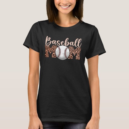 Baseball Mom Leopard Print Mom Life Mother s Day M Tシャツ (正面)