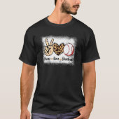 Baseball Mom Leopard Print Peace Love Baseball Mot Tシャツ (正面)