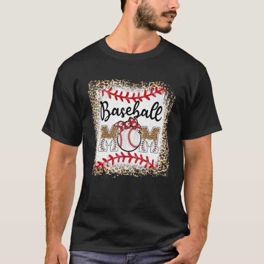 Baseball Mom Leopard  Softball Mom Mother s Day Tシャツ (正面)