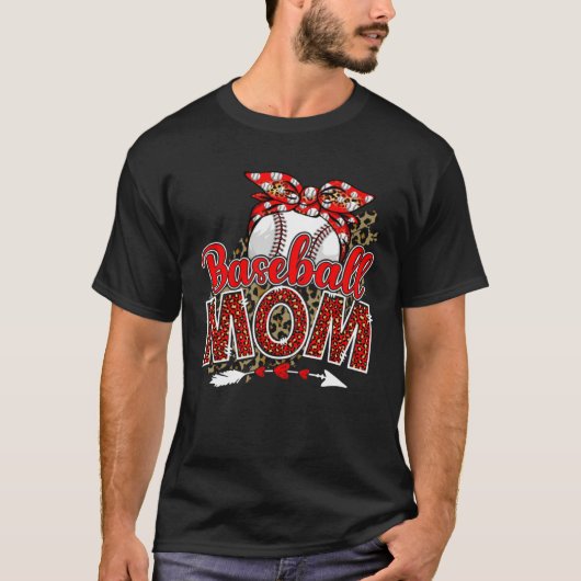 Baseball Mom Mama Mother s Day Leopard Sport Mom M Tシャツ (正面)