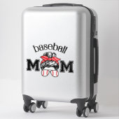 Baseball Mom Sticker – Messy Bun Baseball Glasses  シール (スーツケース)