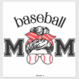 Baseball Mom Sticker – Messy Bun Baseball Glasses  シール
