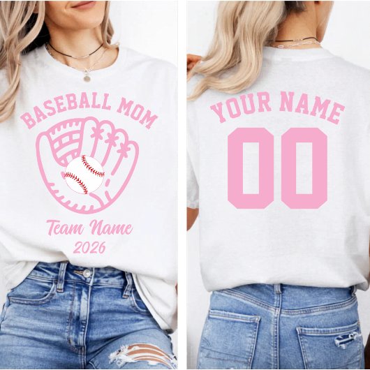 Baseball Mom Team Custom Name Number  Tシャツ