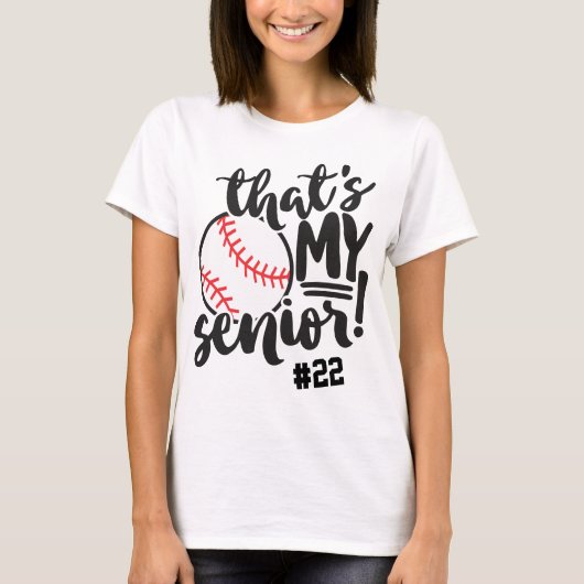 Baseball Mom That's My Senior Jersey Number Name Tシャツ (正面)