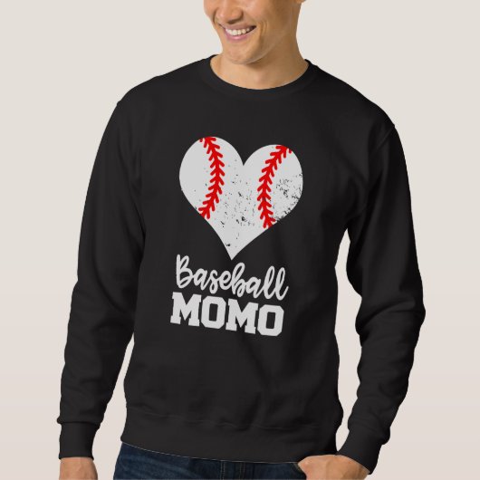 Baseball Momo Baseball Heart Grandma Momo スウェットシャツ (正面)