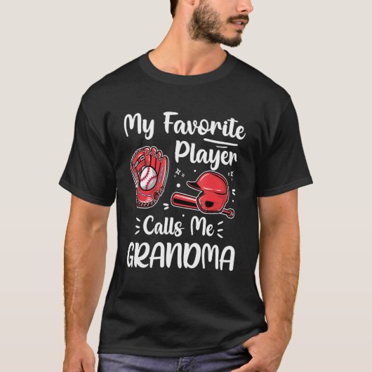 Baseball My Favorite Player Calls Me Grandma Mothe Tシャツ (正面)