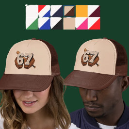 Baseball Number 67 Vintage Glove Bat Trucker Hat キャップ