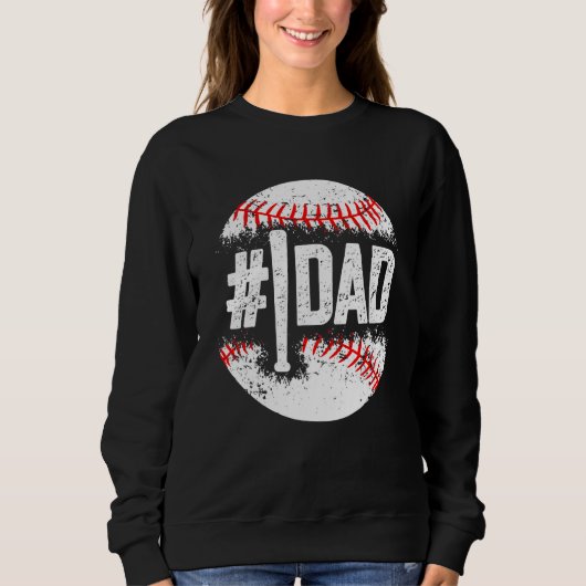 Baseball Number One Daddy Son Baseball Father's Da スウェットシャツ (正面)
