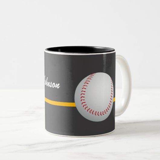 Baseball on a dark gray Background personalize ツートーンマグカップ (正面右)