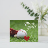 Baseball on Green grass for Thank you ポストカード (スタンド正面)