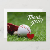 Baseball on Green grass for Thank you ポストカード (正面/裏面)