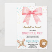 Baseball or Bows Gender Reveal invitation 招待状 (正面/裏面)