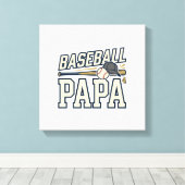 Baseball Papa Vintage Engraving Shirt Design_1 キャンバスプリント (インサイチュ (ウッドフロア))