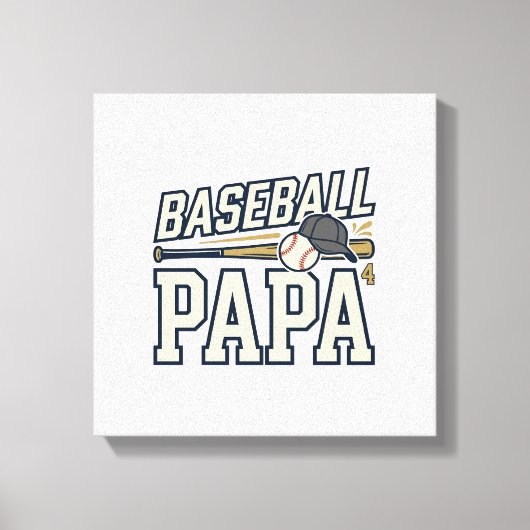 Baseball Papa Vintage Engraving Shirt Design_1 キャンバスプリント (正面)