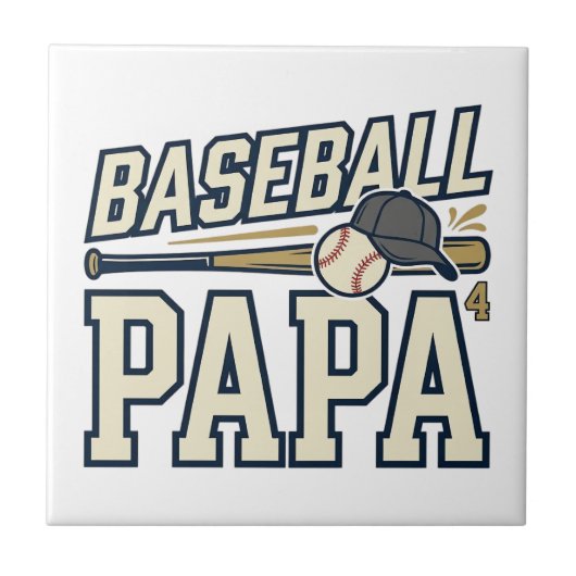 Baseball Papa Vintage Engraving Shirt Design_1 タイル (正面)