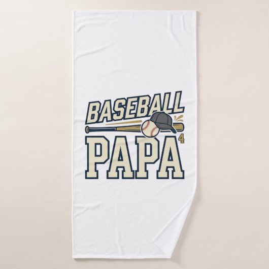 Baseball Papa Vintage Engraving Shirt Design_1 バスタオル (バスタオル)
