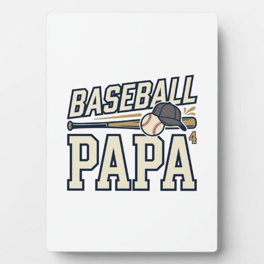 Baseball Papa Vintage Engraving Shirt Design_1 フォトプラーク (正面)