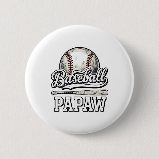 Baseball Papaw Vintage Engraving Shirt Design_1 缶バッジ (正面)