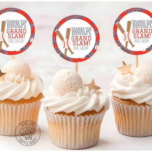 Baseball Party Favor Round Sticker ラウンドシール