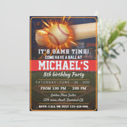 Baseball Party Invitation 招待状 (スタンド正面)