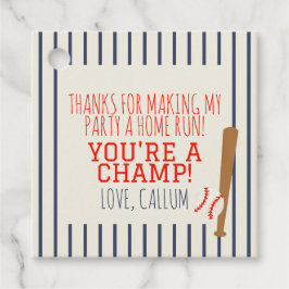 Baseball Party Square Favor Tags フェイバータグ