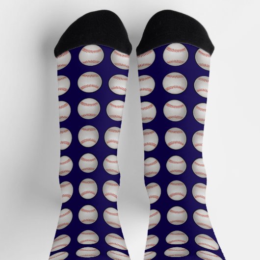 Baseball Pattern Blue Background ソックス (上部)