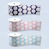 Baseball Pattern Pink Ribbon サテンリボン
