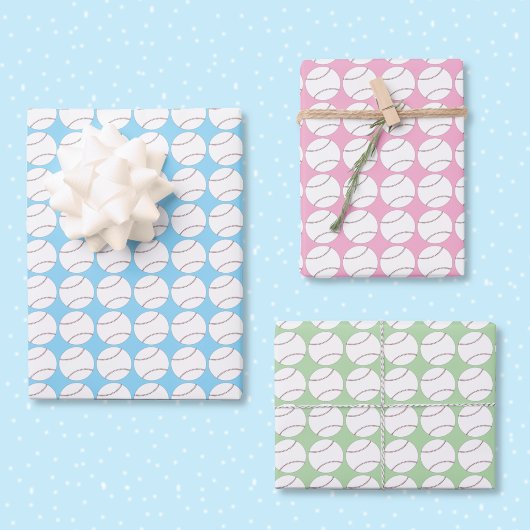 Baseball Pattern Wrapping Paper Flat Sheet Set ラッピングペーパーシート