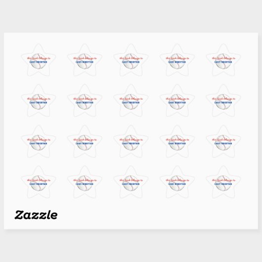Baseball personalized bookplates for kids - star 星シール (シート)