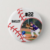 Baseball Pin Name Jersey Number Photo Button 缶バッジ (正面)