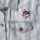 Baseball Pin Name Jersey Number Purple Photo 缶バッジ (インサイチュ)