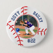 Baseball Pin Name Jersey Number Year Photo Button 缶バッジ (正面)
