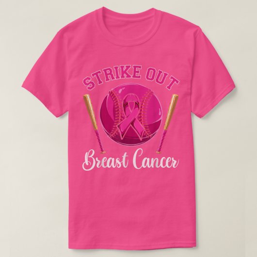 Baseball Pink Ribbon  Men Boys, Strikeout Breast C Tシャツ (デザイン正面)