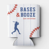 Baseball Pinstripe Sports Birthday Party 缶クーラー (裏面)