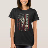Baseball Pitcher US Flag  Dad Men Patriotic 4th Of Tシャツ (正面)