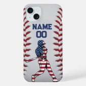 Baseball player Batter with Customizable Number iPhoneケース (裏面)