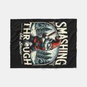 Baseball Player Christmas Gnome, Smashing Through  フリースブランケット (正面(横))