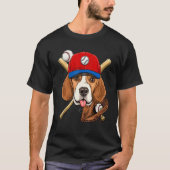 Baseball Player Coaches Beagle Dog  Pitcher Catche Tシャツ (正面)