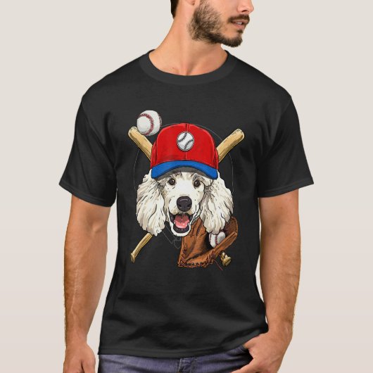 Baseball Player Coaches Poodle Dog  Catcher Pitche Tシャツ (正面)