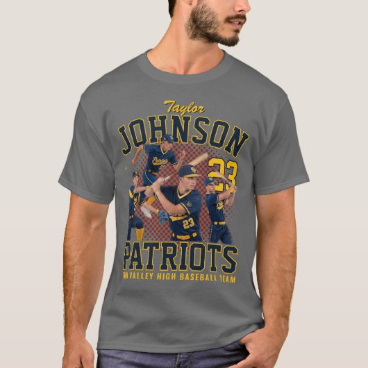 Baseball Player Custom Photo Retro Bootleg Blue Tシャツ (正面)