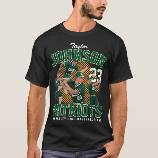 Baseball Player Custom Photo Retro Bootleg Green Tシャツ (正面)