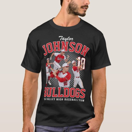 Baseball Player Custom Photo Retro Bootleg Red Tシャツ (正面)