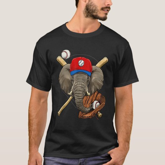 Baseball Player Elephant Pitcher Catcher Baseball  Tシャツ (正面)